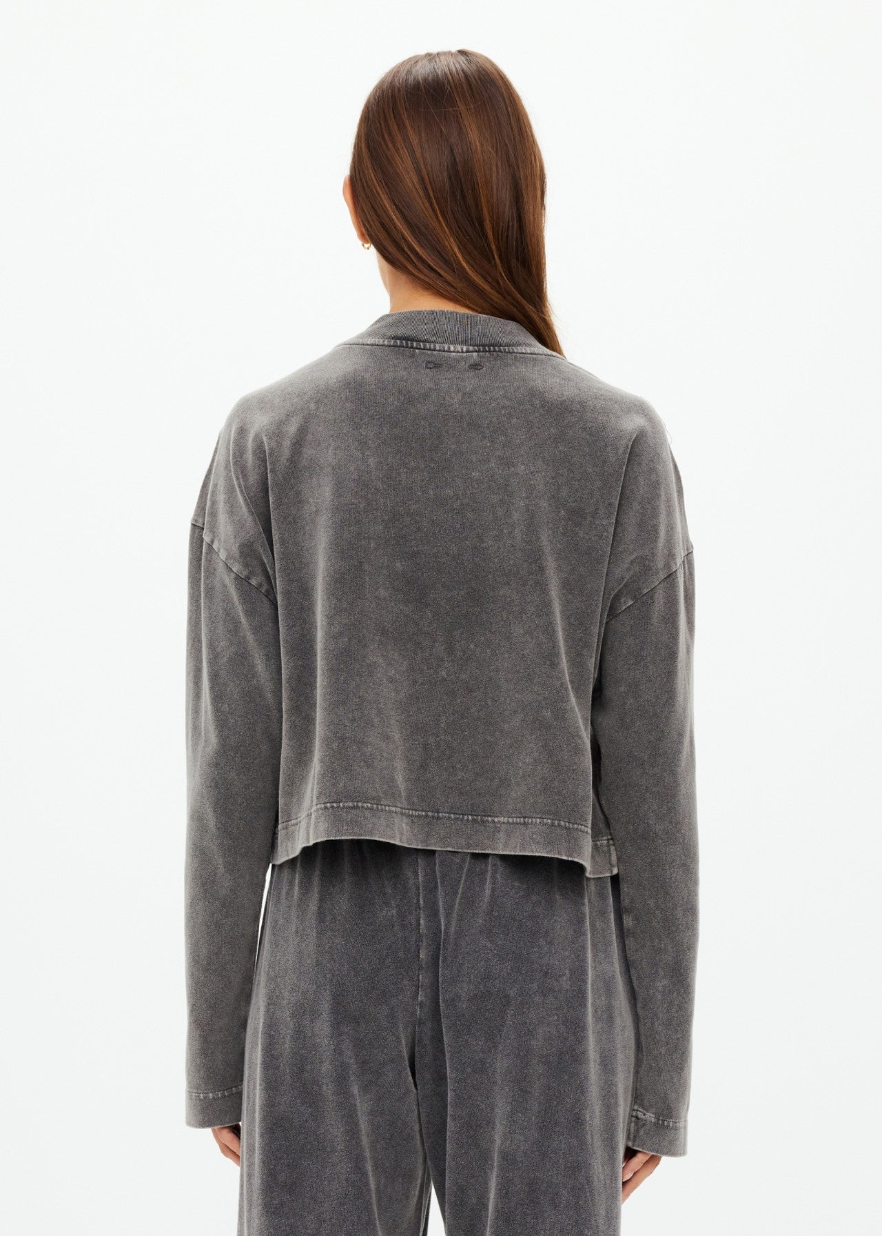 Soho Cropped Long Sleeve Top - Grey