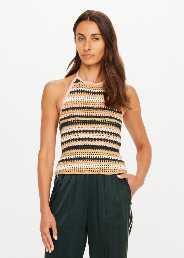 Bohemia Sal Crochet Halter Top - Stripe