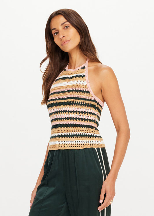 Bohemia Sal Crochet Halter Top - Stripe