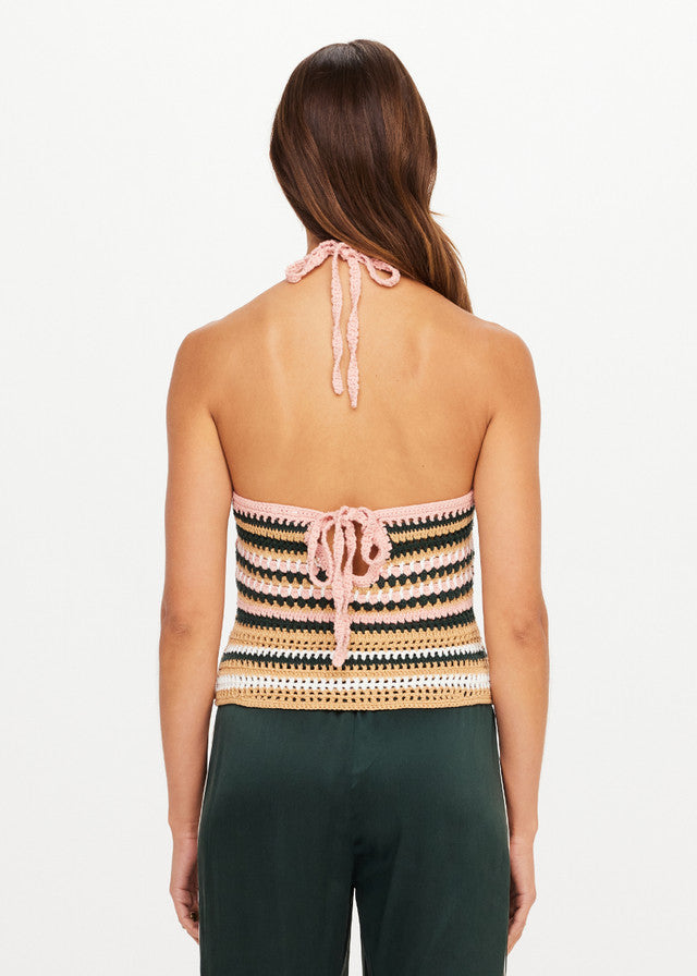 Bohemia Sal Crochet Halter Top - Stripe