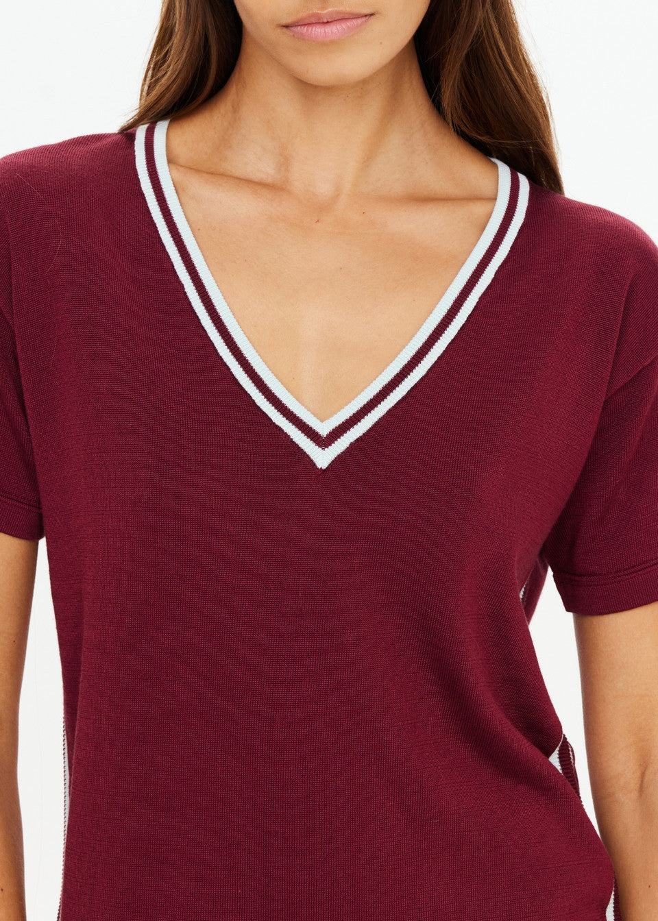 Sienna V Neck Tee - Red