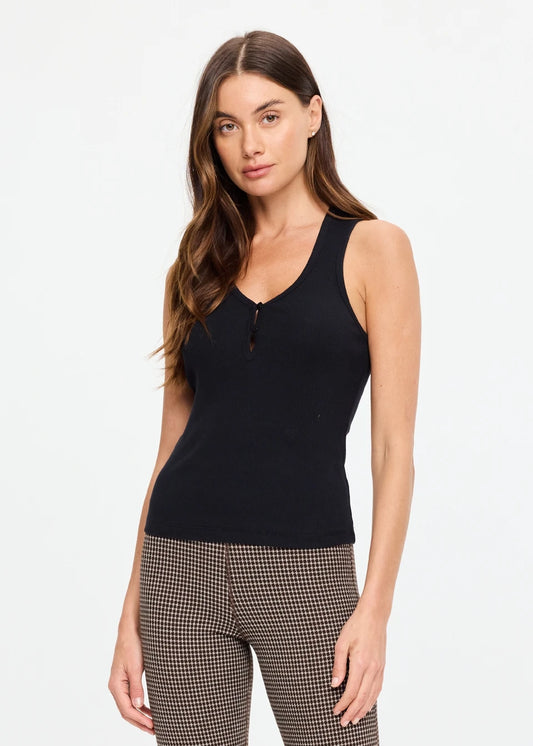 Charli Button Tank Top - Black