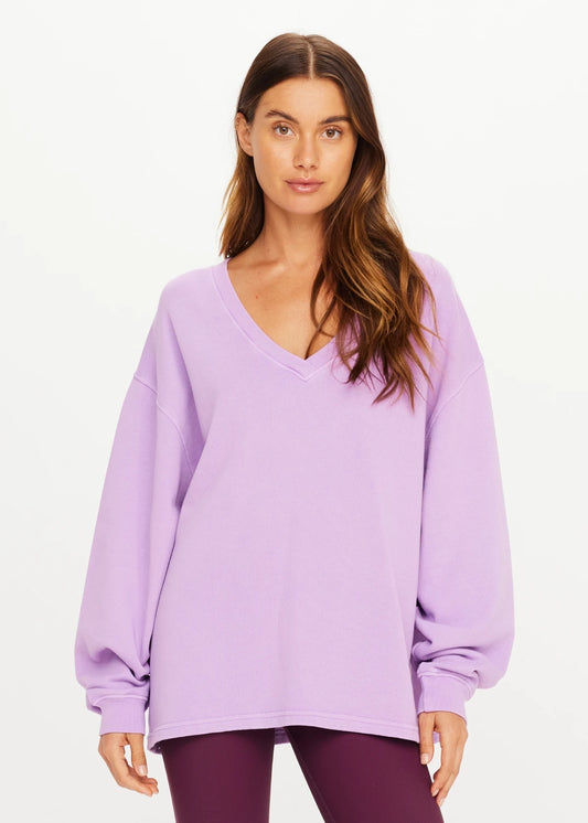Soul Lou V Neck Sweater - Violet