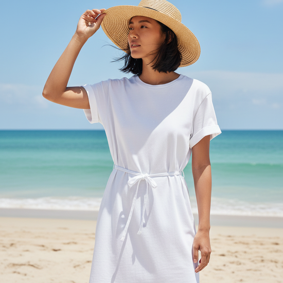 Rolled Sleeve Dress - Optic White