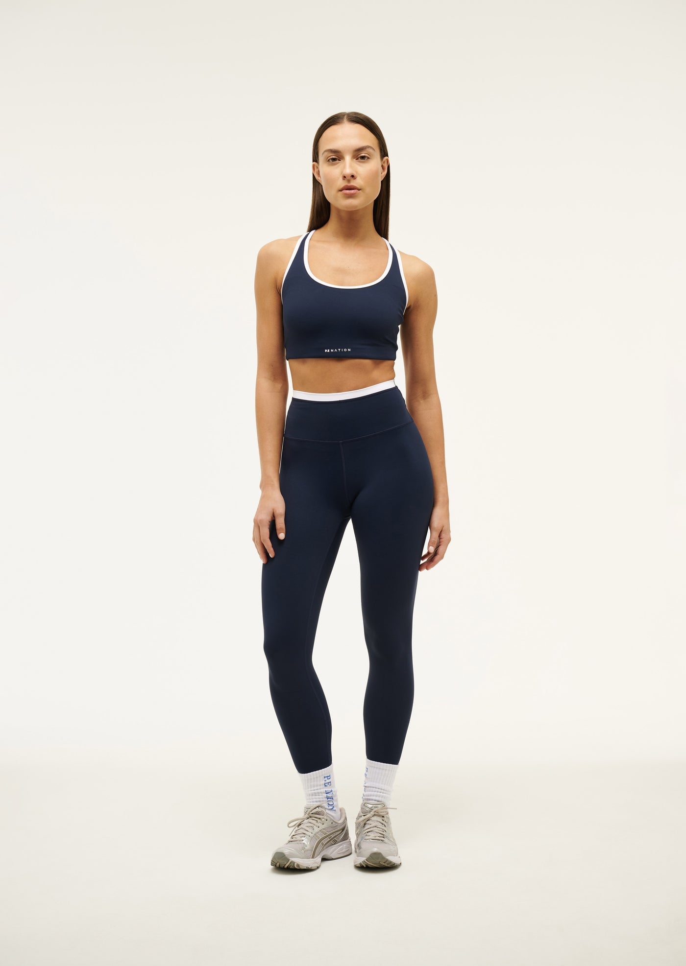 Vita Full Length Legging - Dark Navy / White