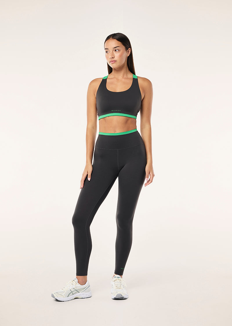 Vita Full Length Legging - Caviar / Kelly Green