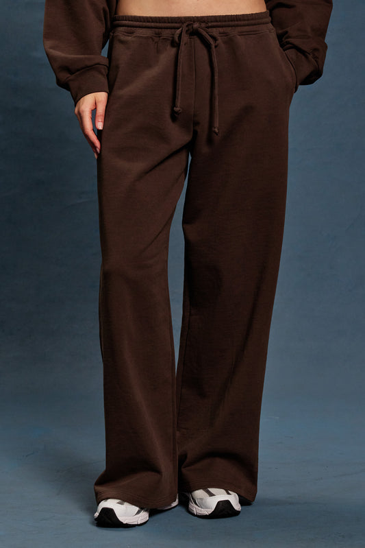 Wide Leg Sweatpant - Brown