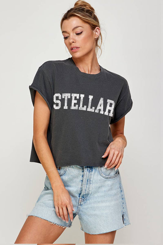 Stellar  Vintage Graphic Crop Top - Pepper