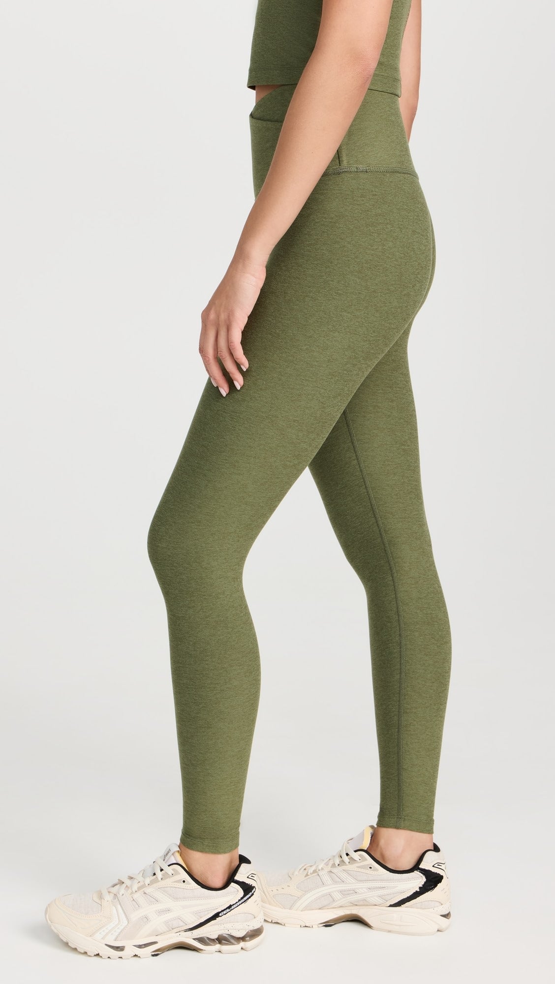 Spacedye At Your Leisure High Waisted Midi Legging - Moss Green Heather