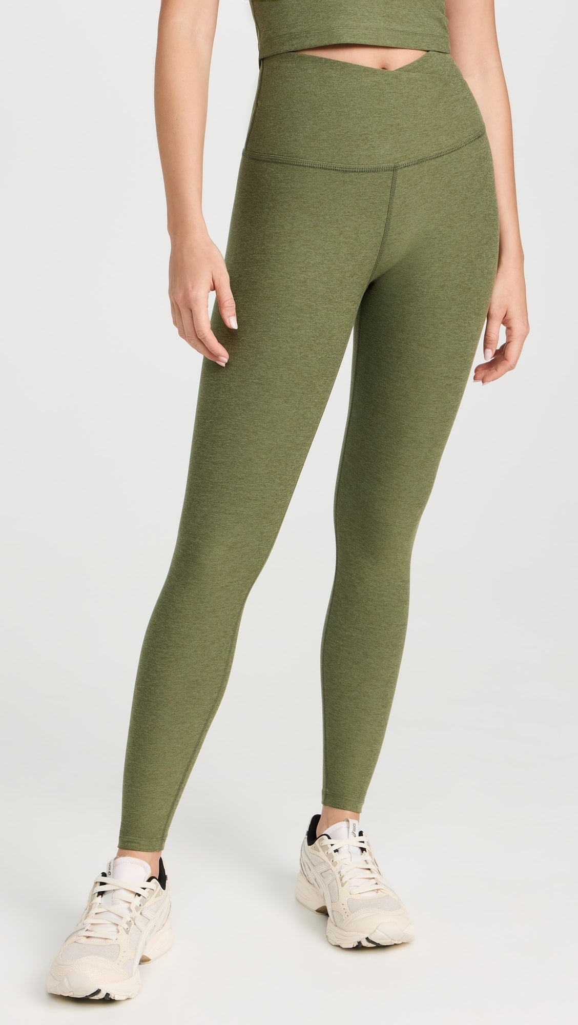 Spacedye At Your Leisure High Waisted Midi Legging - Moss Green Heather