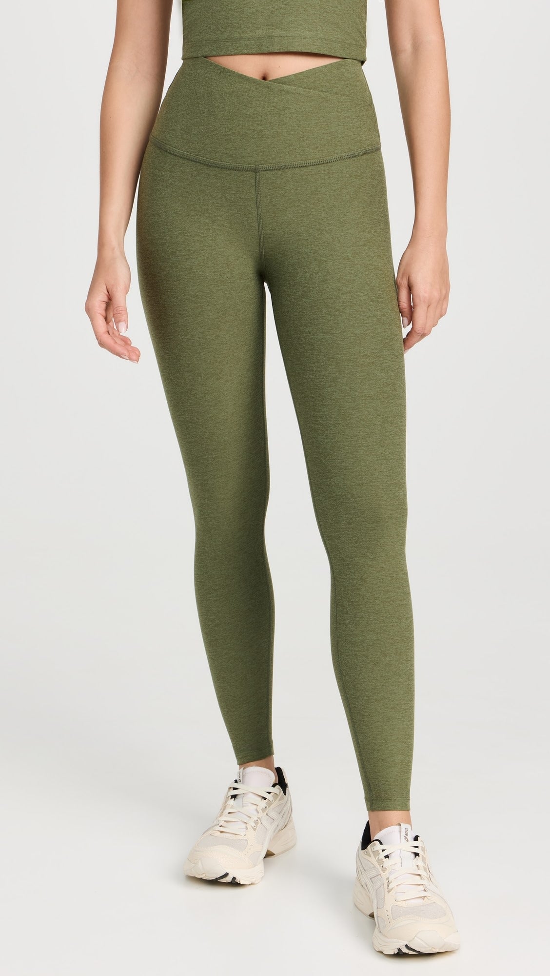 Spacedye At Your Leisure High Waisted Midi Legging - Moss Green Heather