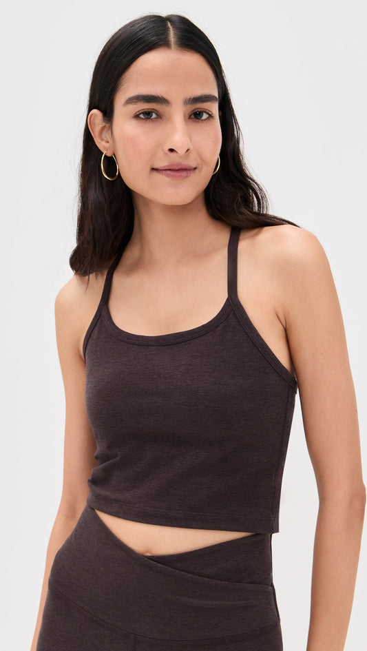 Spacedye Slim Racerback Cropped Tank - DrkChoc Htr