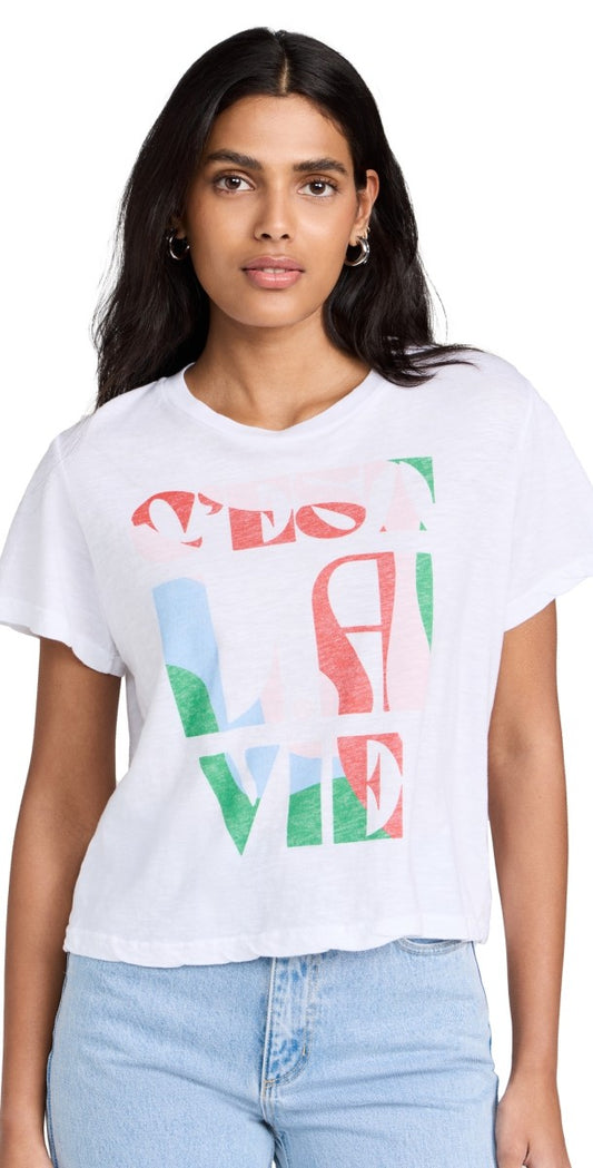 C'est La Vie Crew Neck Tee - Optic White