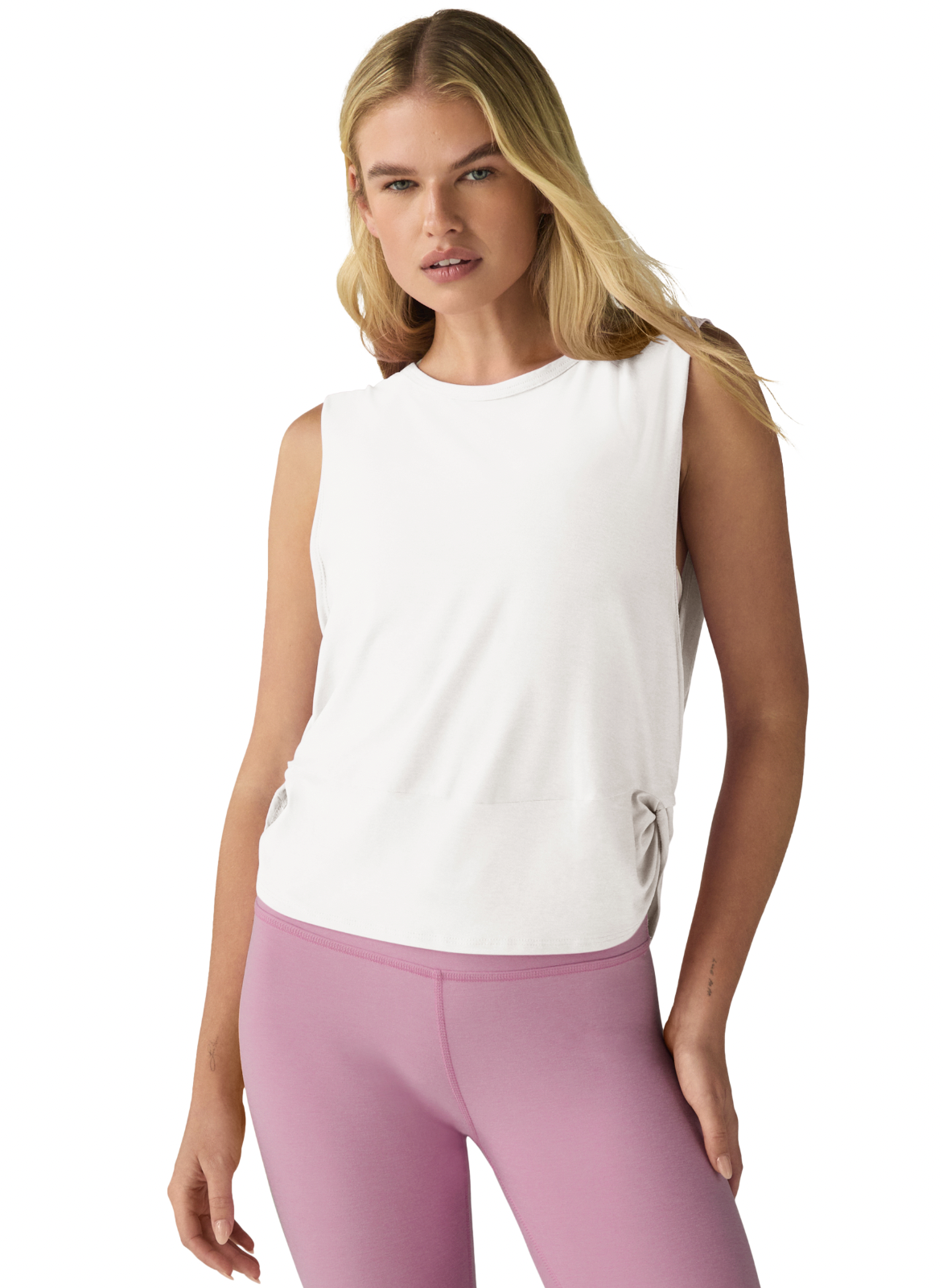 Featherweight Side Note Twist Tank - Cloud White