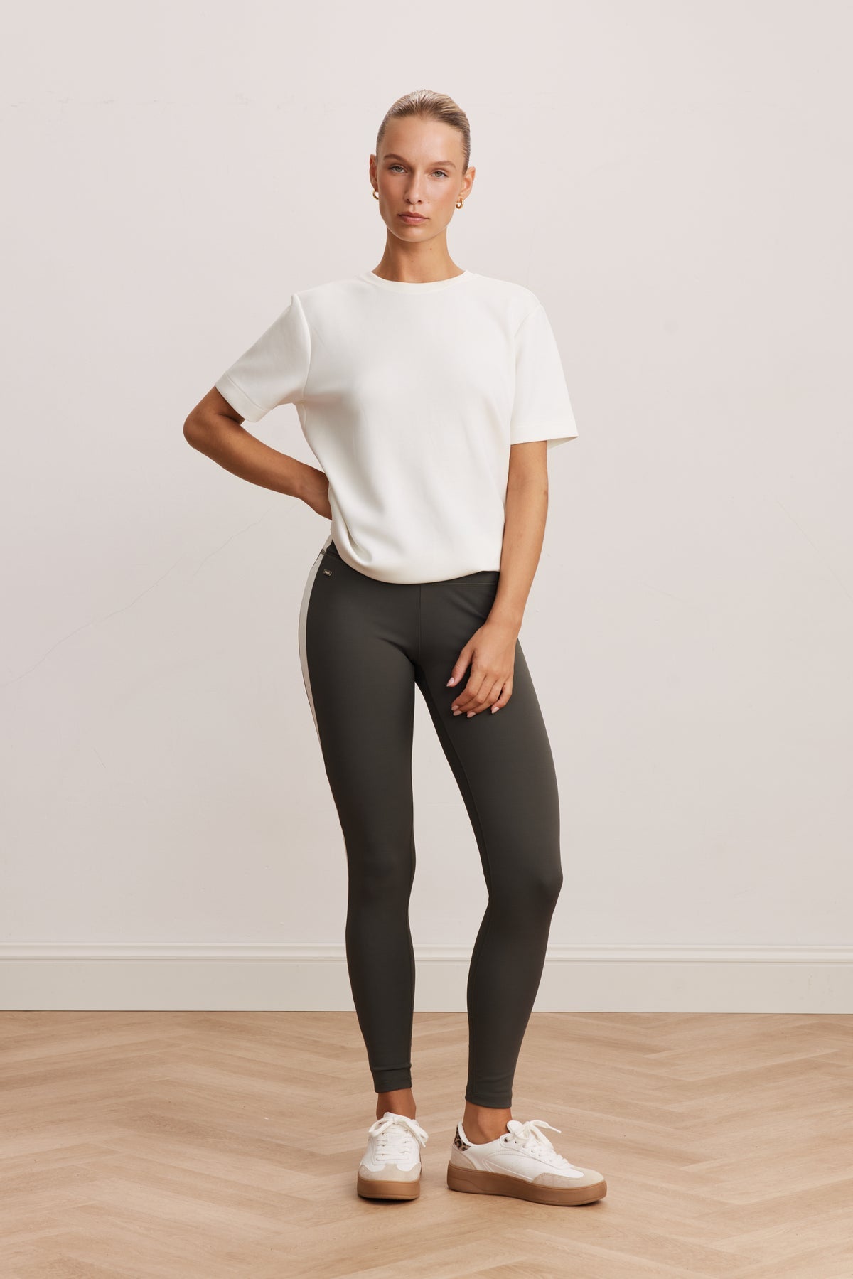 Sienna Shape Striped Leggings - Deep Moss