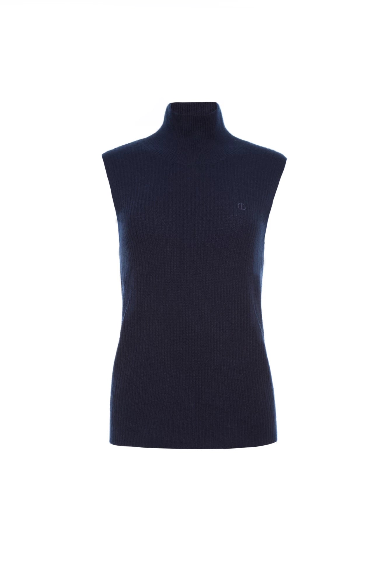 Nola Cashmere Short Sleeve Turtleneck Sweater - Navy