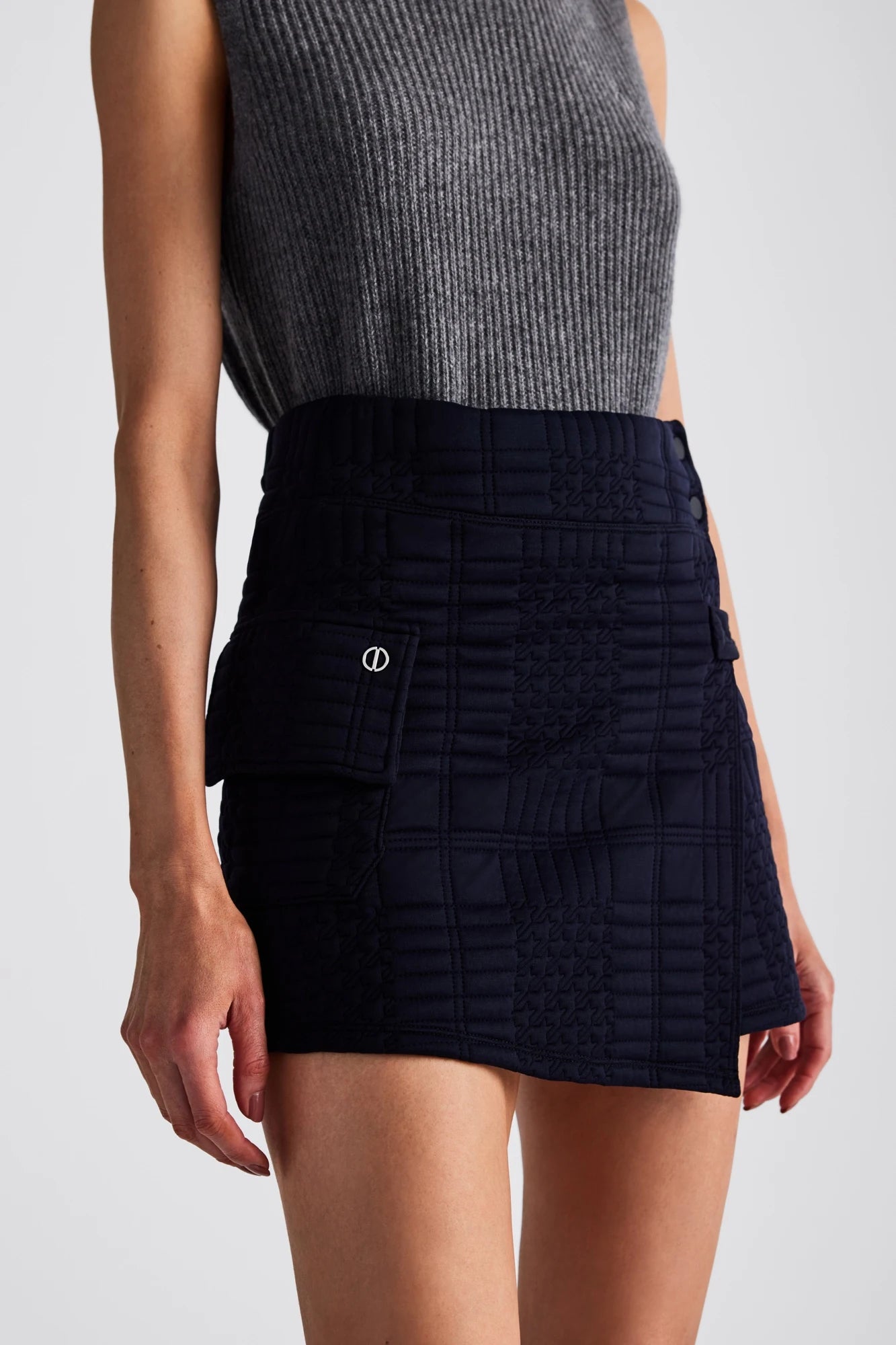 Reese Matlasse Cargo Mini Skirt - Navy