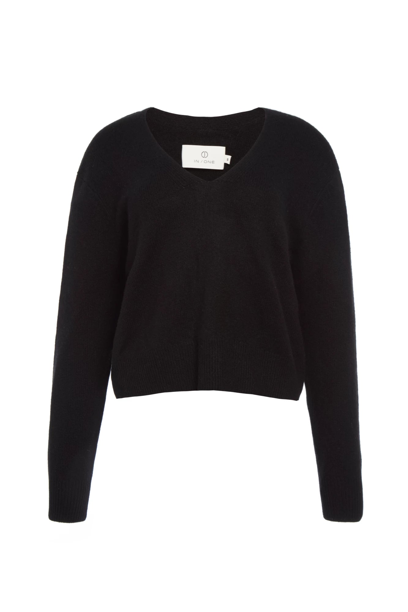 Zola Cashmere Long Sleeve V-Neck Sweater - Black