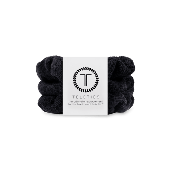 scrunchie for short hair teleties black terry cloth promo