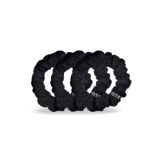 scrunchie for short hair teleties black terry cloth 3 piece