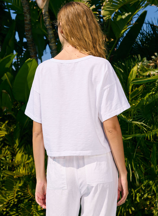 Cropped Athletic Tee - The Capri - Optic White