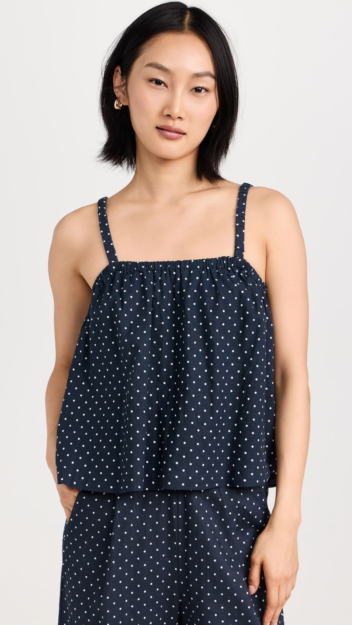 Linen Dot Swing Top