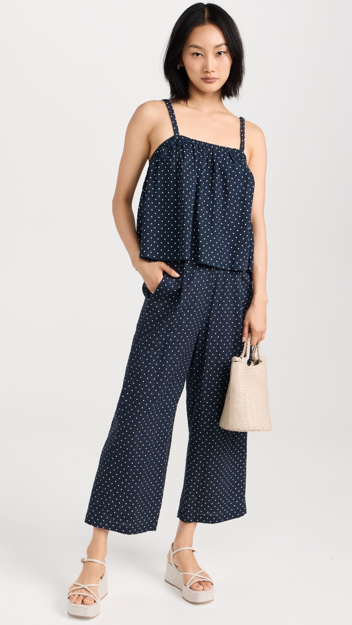 Linen Dot Swing Top