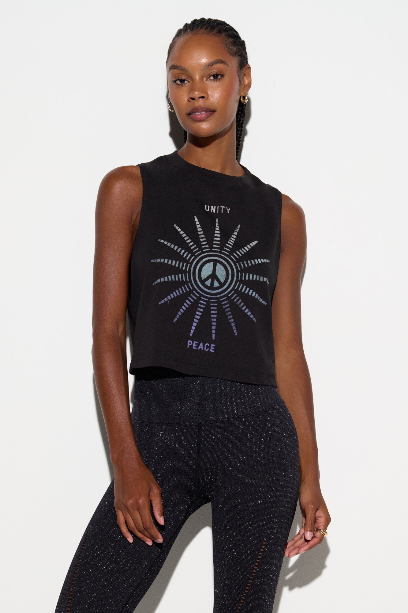 Emit Peace Spirit Crop Tank - Black