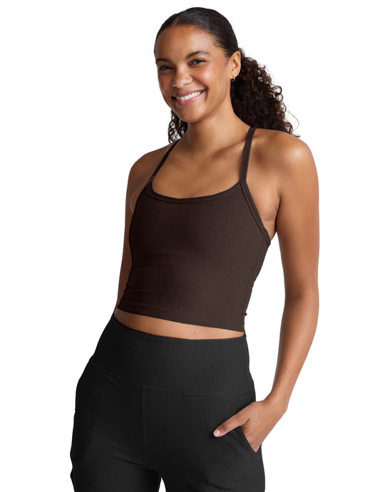 Spacedye Slim Racerback Cropped Tank - DrkChoc Htr