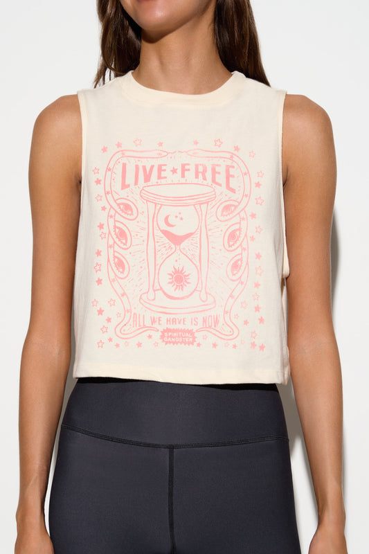 Live Free Spirit Crop Tank - Canvas