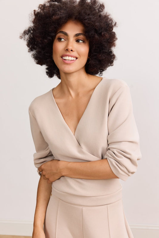 Lara Wrap Top - Beige