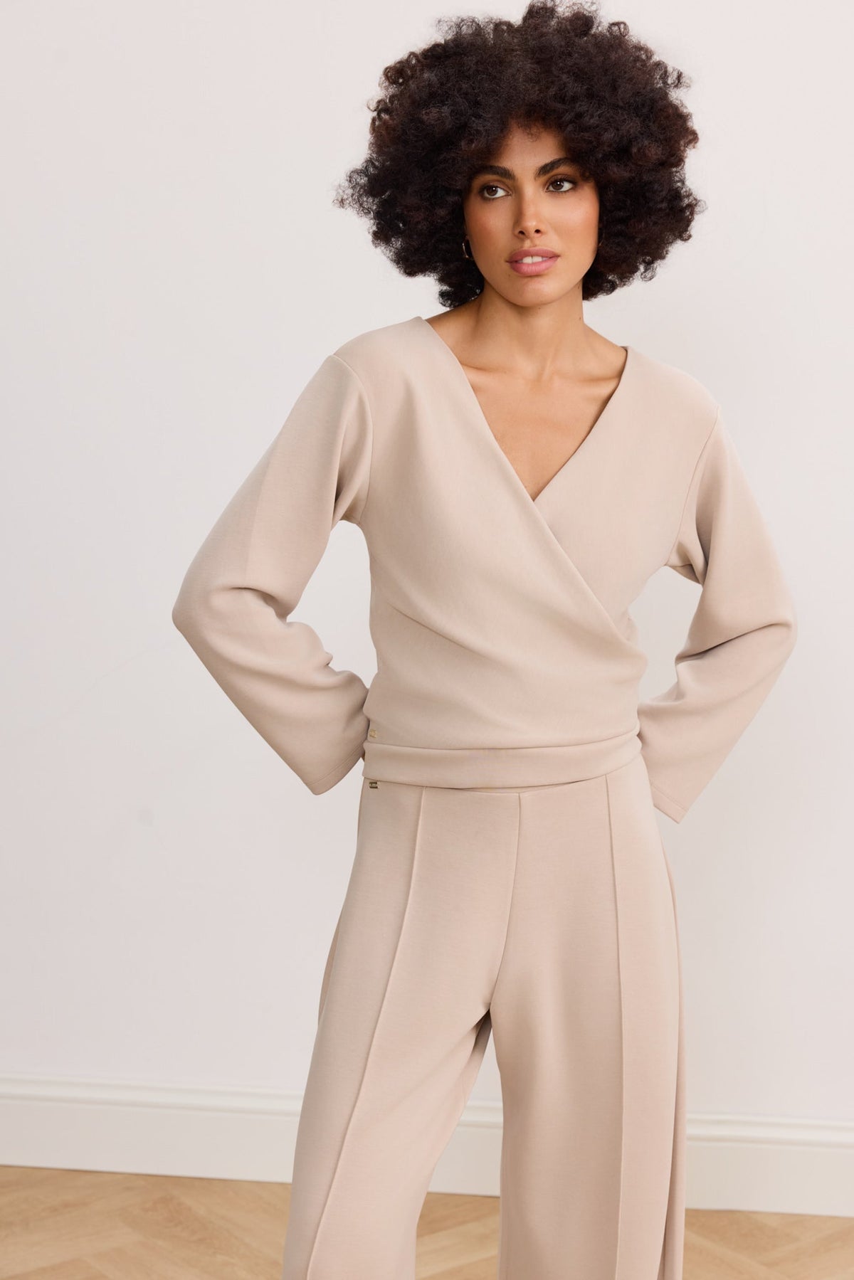 Lara Wrap Top - Beige