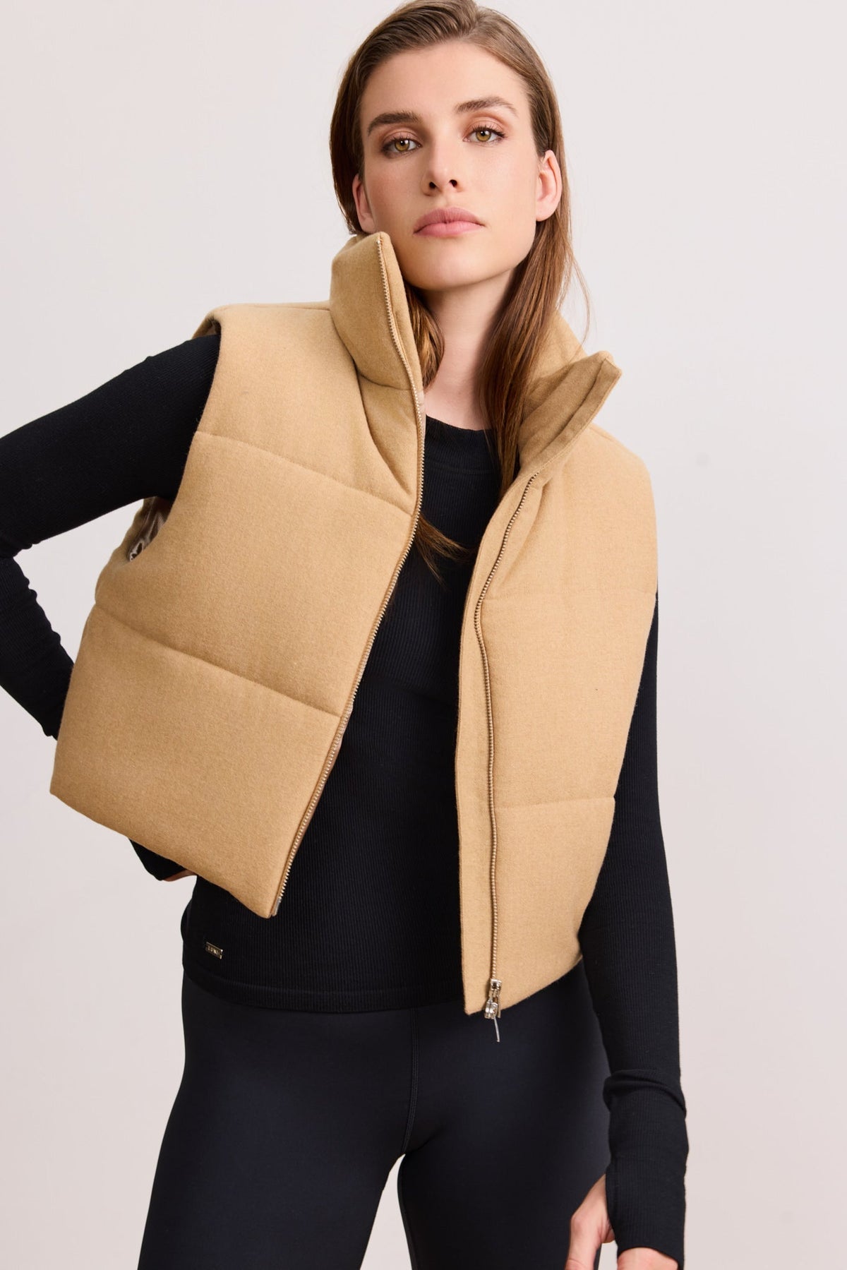 Izzy Zip Up Vest - Camel