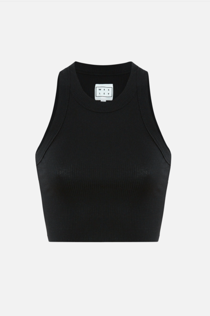 Rivington Ribbed Cropped Tank - Black